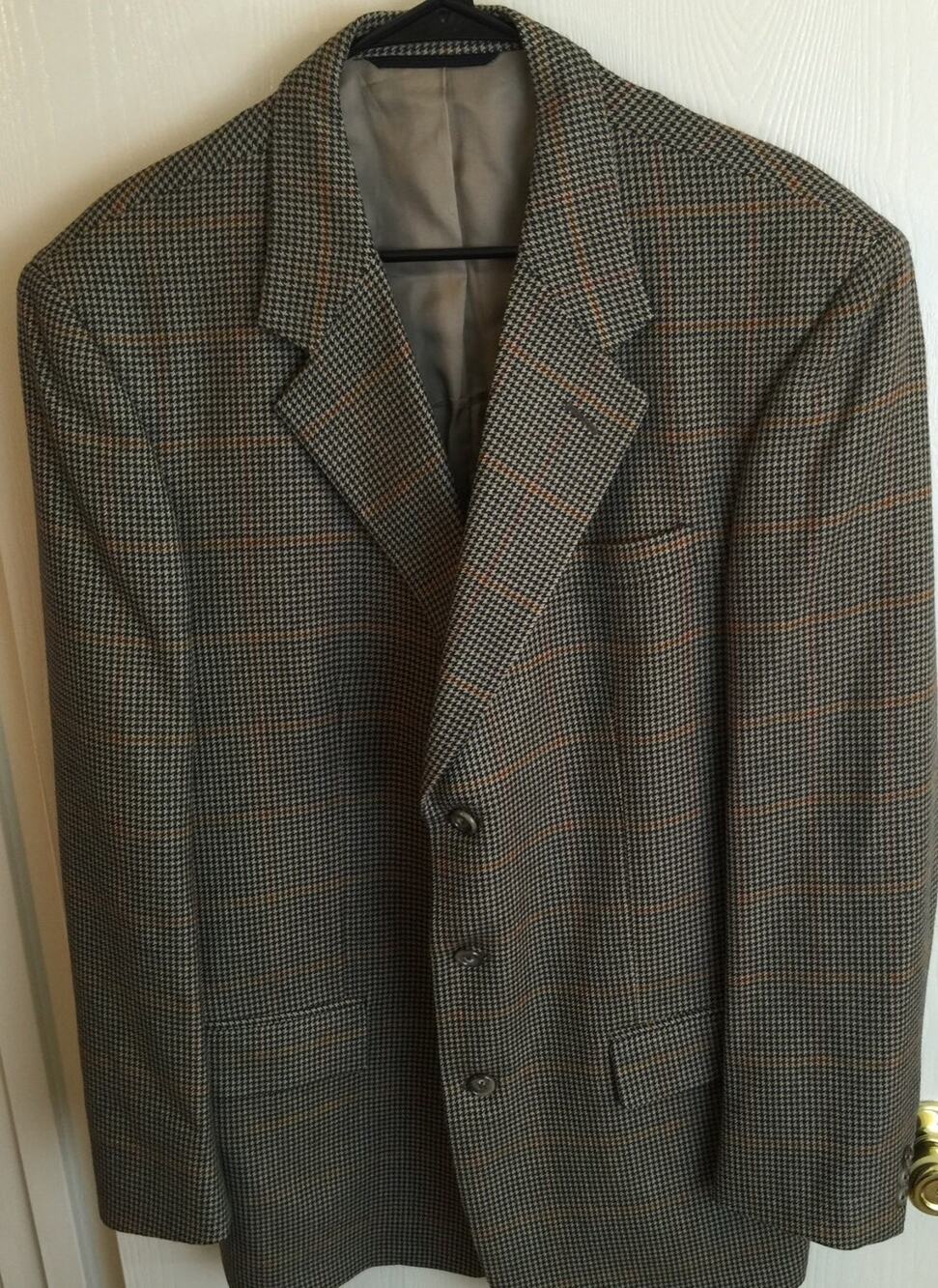 Mens Custom Tailored Sport Coat Haas Baltimore Houndstooth 3 Button 42L